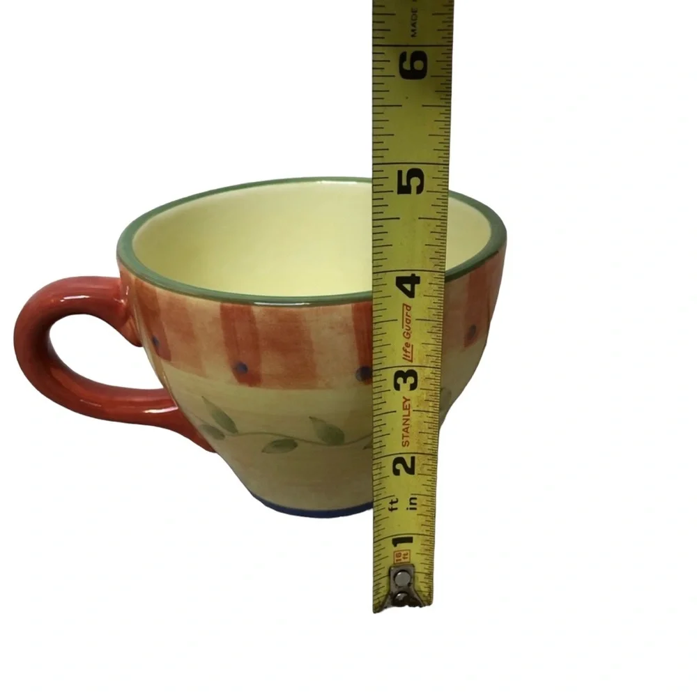 Pfaltzgraff Napoli Pattern Mugs Coffee Cups Yellow & Orange Stoneware